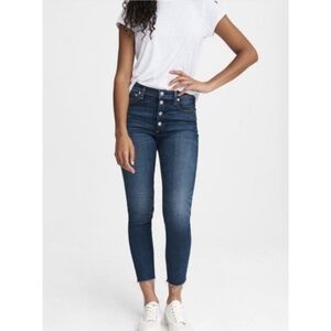 Rag & Bone Nina High Rise Ankle Skinny Jeans Raw Hem Atlantic Wash Size 26